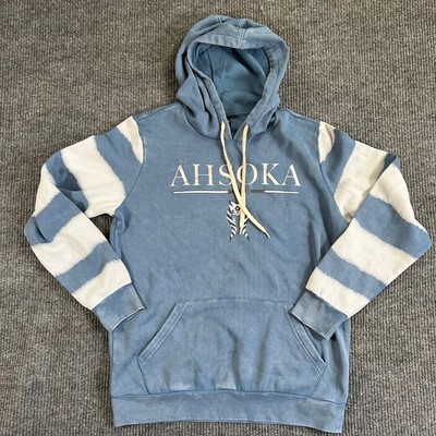 Star Wars Ahsoka Tano Her Universe Hoodie Icon Blue Striped Sleeves Size L