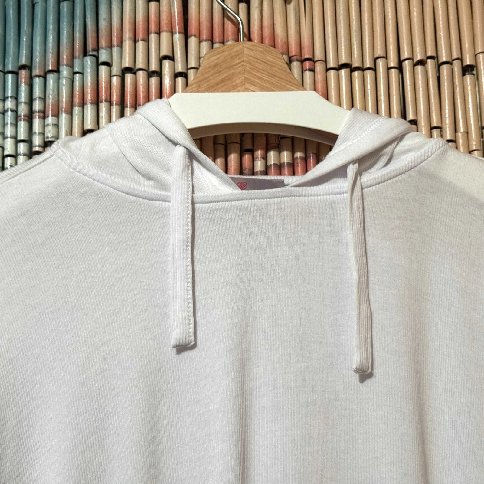 LAURIE FELT Los Angeles Fuse Modal Blend Ribbed Knit Hoodie, White, XL image 3
