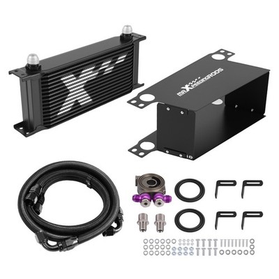 New 10AN 16 Row Universal Transmission Oil Cooler Kit Engine Radiator Black