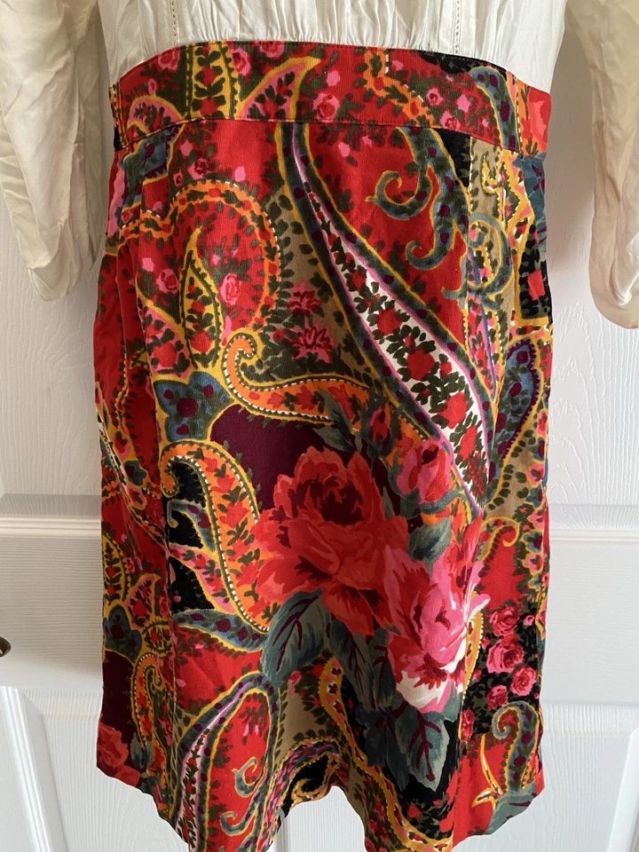 Vestido Floral EDME & ESYLLTE Anthropologie Easy As Pie Crema y Pana Talla 4 Foto 2 de 4