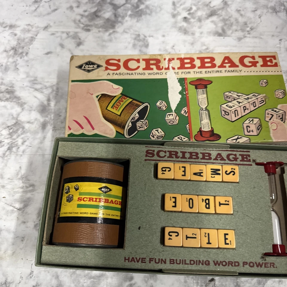 Vintage 1963 Lowe Scribbage Word Game For The Whole Family Complete - Image 2 of 4
