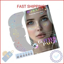 HOSAILY 6pcs Holographic Multicolor Chameleon Glitter Freckles Face Tattoo, Wate