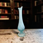 Fenton Blue Opalescent Hobnail Vintage Bud Vase Swung Glass 10 in.