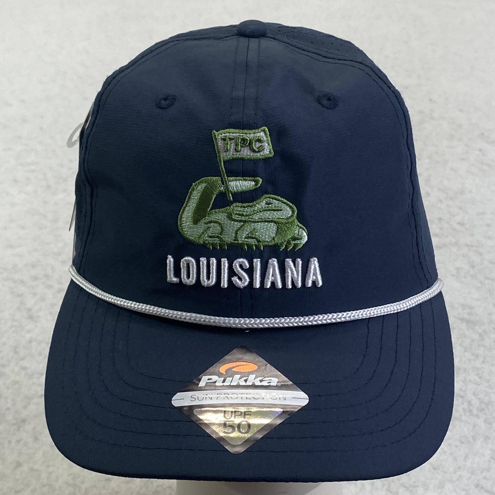 TPC Louisiana Hat Cap Snap Back Mens Navy Pukka Golf UPF 50 Tech Fabric