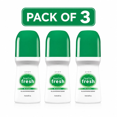 3-AVON FEELIN FRESH ORIGINAL ROLL-ON ANTIPERSPIRANT DEODORANT 2.6 FL OZ