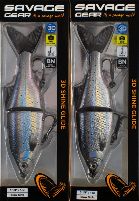 (LOT OF 2) SAVAGE GEAR 5.25" 3D SHINE GLIDE 1587084 SG-135-GZ GIZZARD CO6304