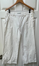 Vintage Lauren Ralph Lauren Women s Size 8 Cropped White Wide Leg Sailor Pants