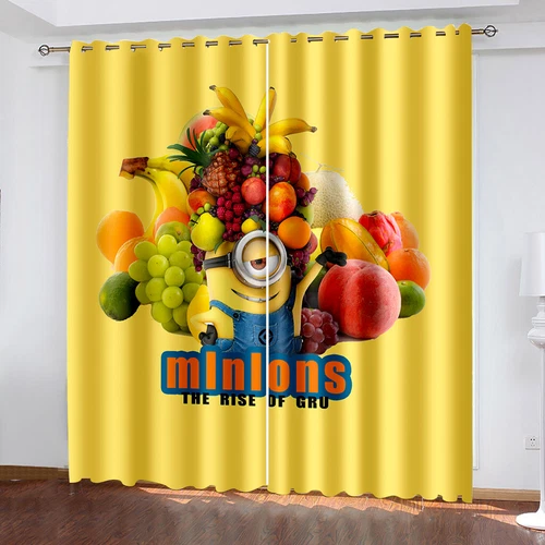 3D Minions Cortinas Niños Oscurecimiento Cortina Cortinas Opacas con Ojales Nuevo - Imagen 18 de 19