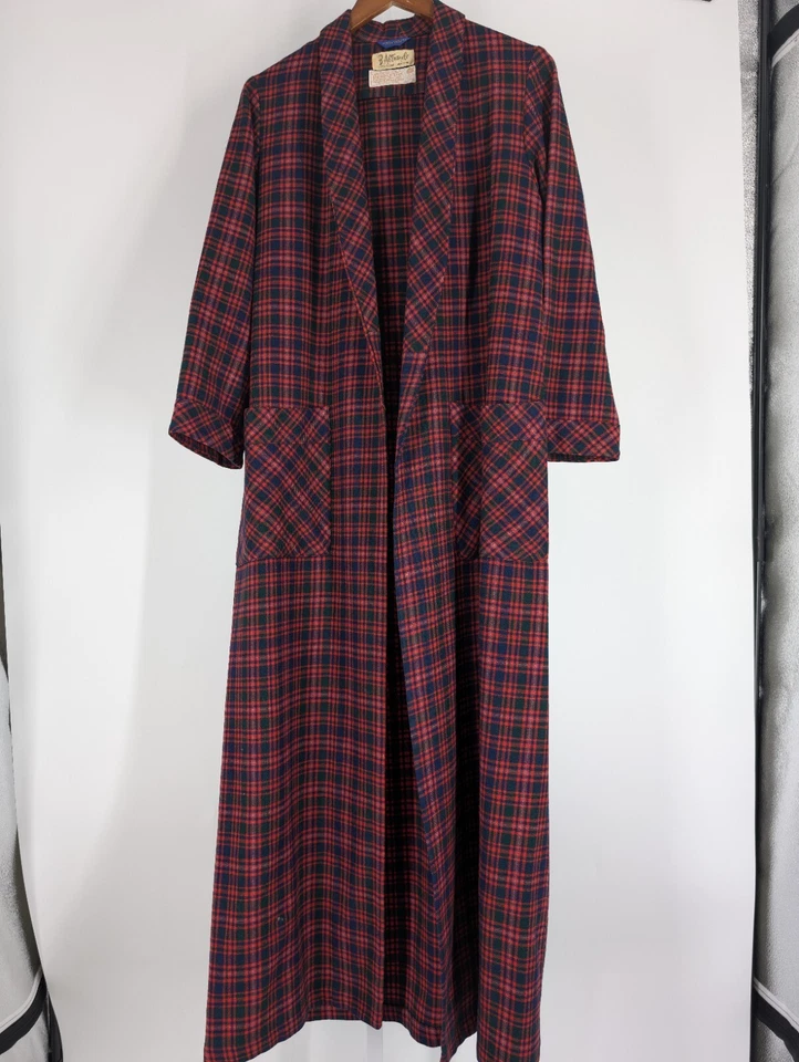 Pendleton Vtg 50s Plaid Flannel B Altman Co NYC Robe Jacket 40" Rockabilly USA - Image 3 of 4