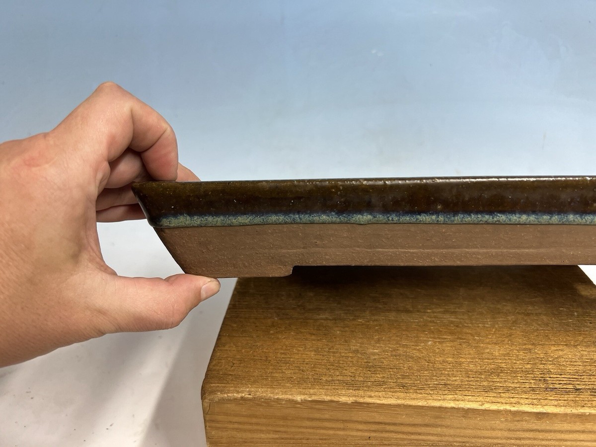 Antique Chinese Nakawatari Namako Glazed Bonsai Tree Pot 13 5/8