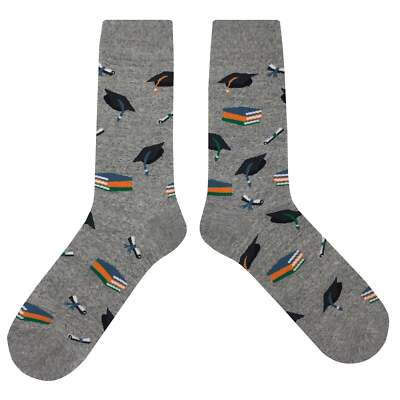 graduation dress socks NWT Fun Novelty Men 8-12 Gray Crazy Fun Sockfly Neckline: V-Neckline