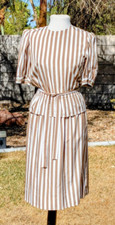 Compositions Brown Striped S/S Flowy Midi-Belt Sz6 Fit & Flare Maxi Dress EUC