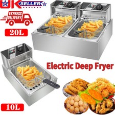 10L/20L Commercial Electric Deep Fryer Fat Chip Twin Dual Single Tank Stainless