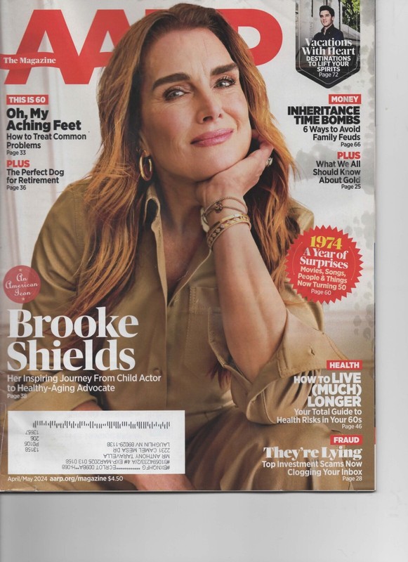 AARP Magazine April/May 2024 Brooke Shields Cover, How to live Longer 1