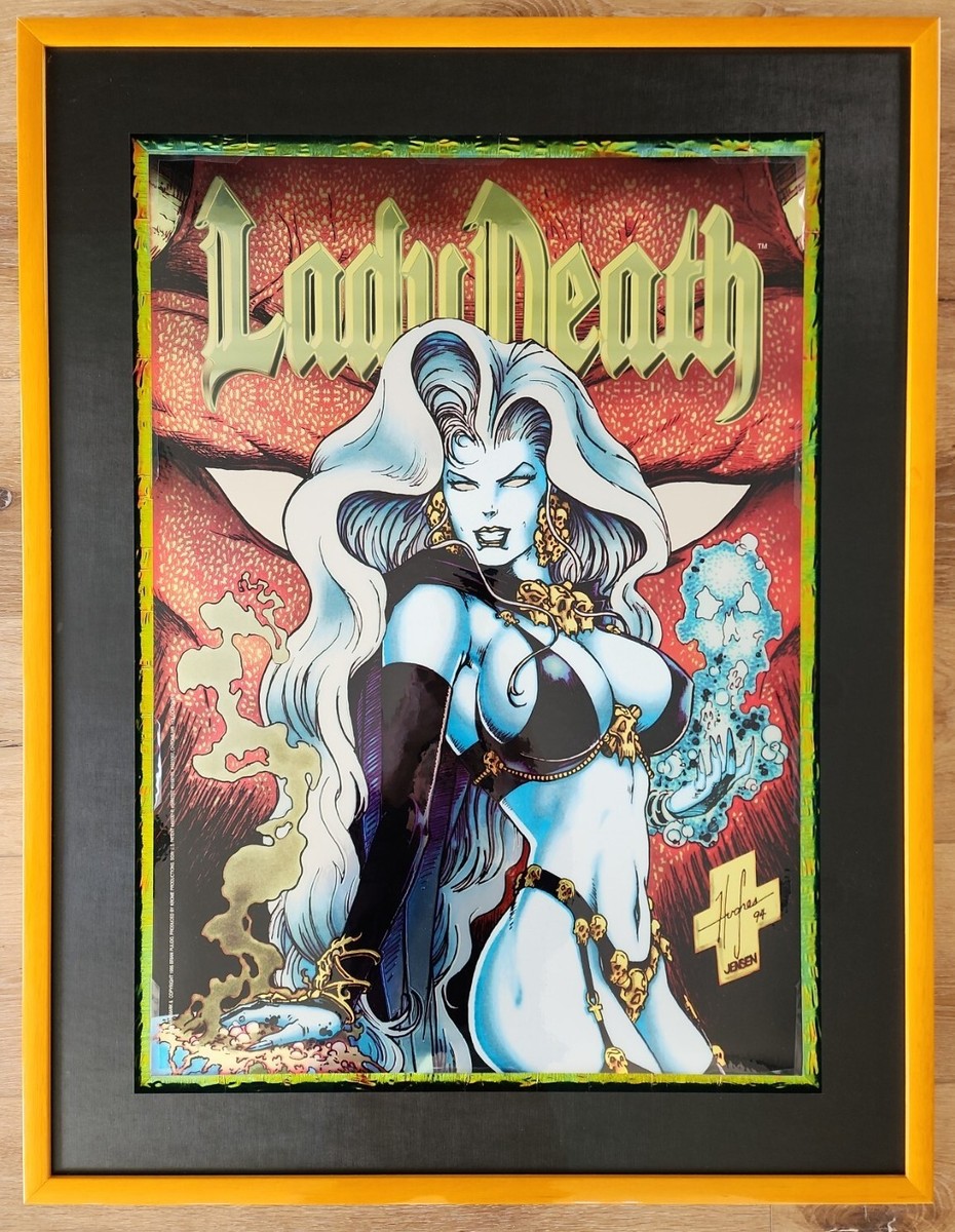 アメコミ DEATHLOK #35 ホログラムカバー FRAMED 1995 Krome LADY DEATH Chromium Hologram Poster CHAOS +