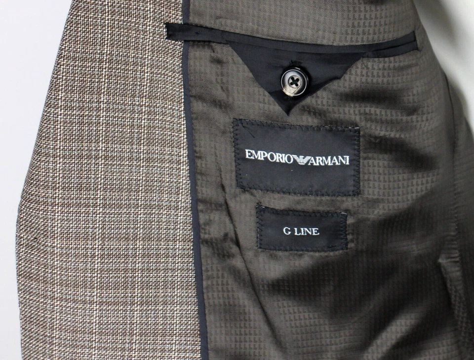 Blazer Emporio Armani 48 R se adapta a 46 Abrigo Deportivo Marrón Blanco Tejido Lana Línea G Nuevo Foto 2 de 4