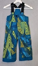 Obermeyer Snow Pants SIZE 4 Green BLUE Yellow Pattern Bib Overall Pants I Grow