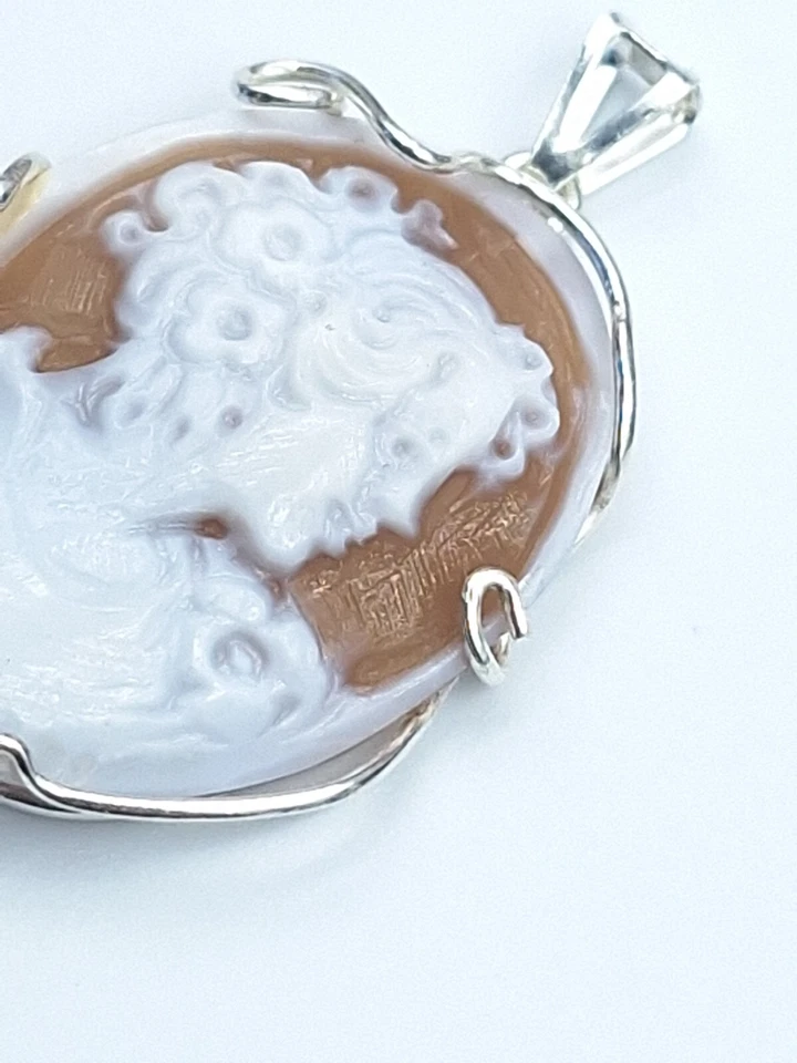 CIONDOLO IN ARGENTO 925% CON CAMMEO SARDONICO, DONNA PLACCATO ORO BIANCO 18KT - Immagine 4 di 4