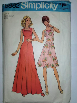 Dress Flared Maxi Knee 8 Sewing Pattern 6882 Simplicity Cut Sleeveless Evening | eBay Dress Flared Maxi Knee 8 Sewing Pattern 6882 Simplicity Cut Sleeveless Evening | eBay