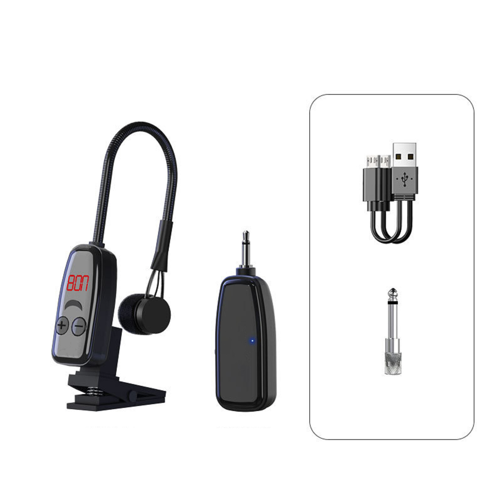 Wireless Microphone with 50M Range Receiver Transmitter for Trumpet Saxophone-image
