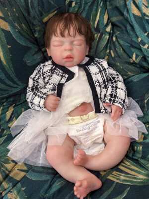 22in Can Open Mouth Full Body Solid Silicone Baby Doll Girl Anatomically Correct