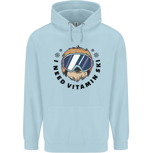 Vitamin Ski Funny Skiing Sloth Childrens Kids Hoodie - Picture 50 of 68
