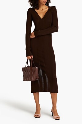 REMAIN Birger Christensen Brown Knitted Sheath Dress SZ 6