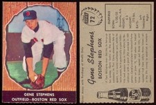 1958 Hires Root Beer no tab #72 Gene Stephens, NrMint Rare Boston Red Sox