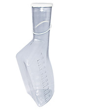 Urinflasche Männer glasklar autoklavierbar eckige Form 1,0 Liter blauer Deckel