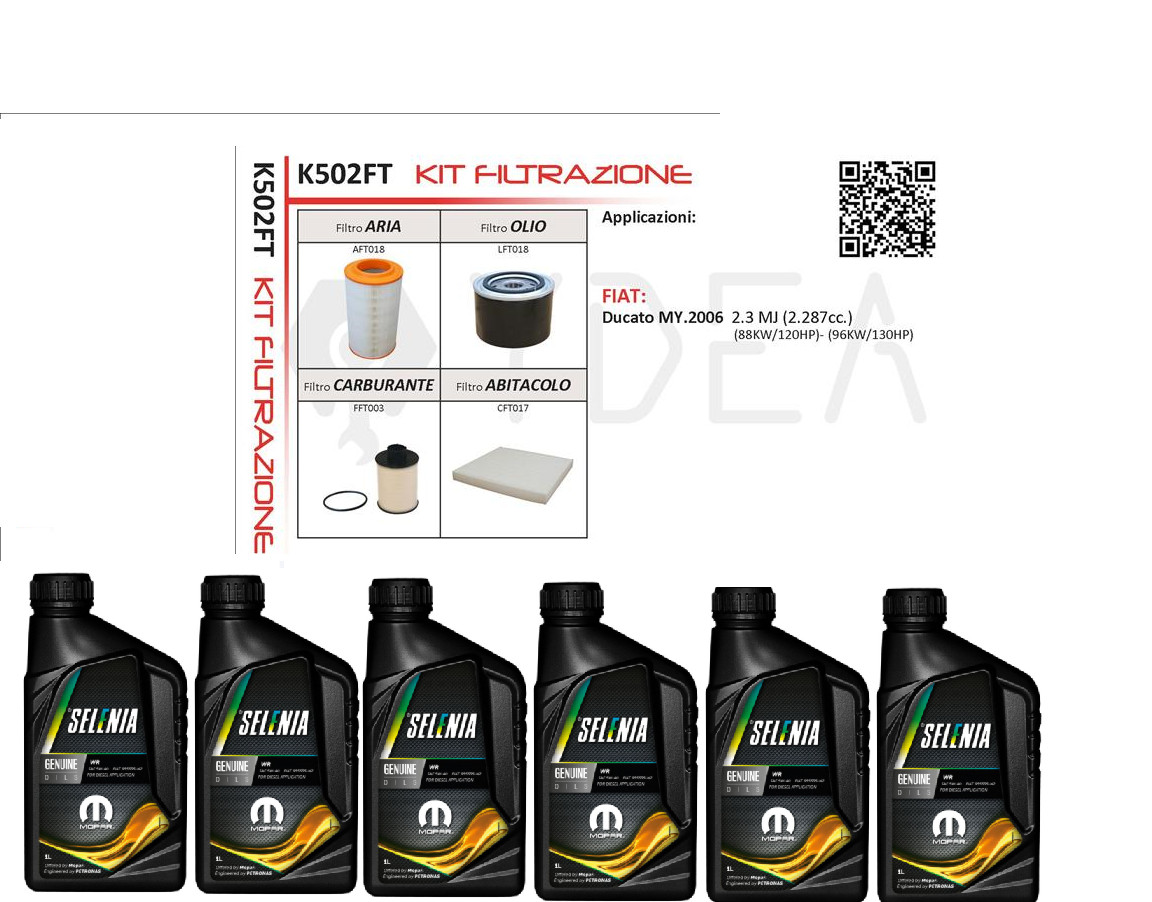 KIT TAGLIANDO COMPLETO FILTRI OLIO SELENIA 5W30 COMPATIBILE CON FIAT PUNTO PANDA 500 DOBLO MOTORI 1.3 MULTIJET EURO 5