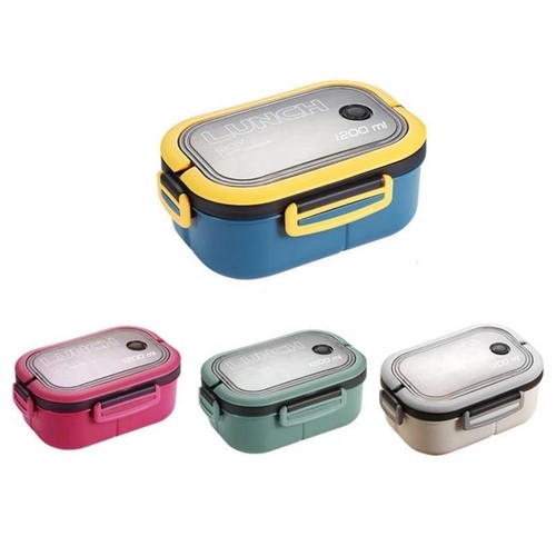 Contenedor Lonchera Portátil Rectángulo Plástico Moderno Multicolor con Tenedor 1200m - Imagen 20 de 31