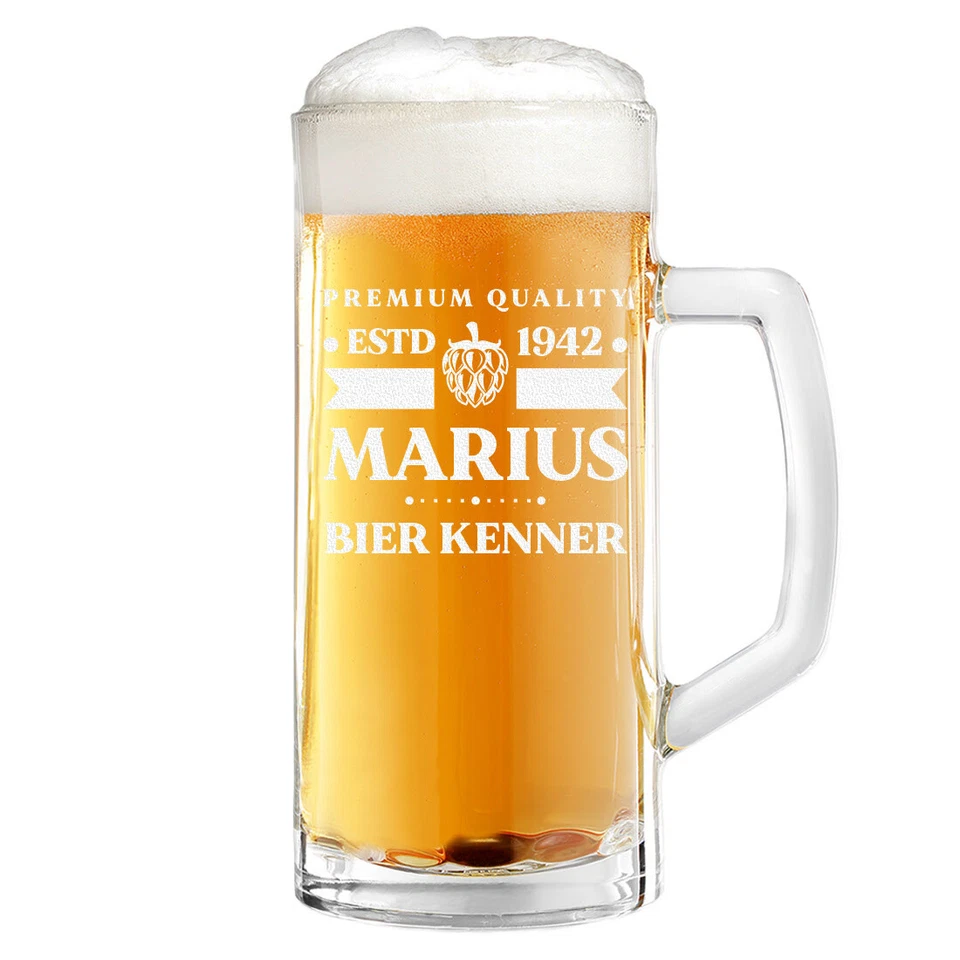 Chope à Bière en Verre 0,5 Litre avec Gravure - Cadeau pour Hommes - La de - Photo 3/4
