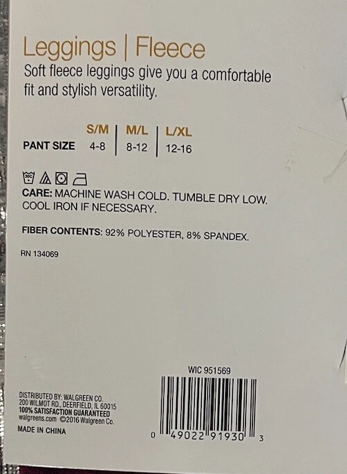 West Loop Women’s Fleece Leggings Cranberry Size: M/L Elastic Waist Full Length - Image 3 of 4