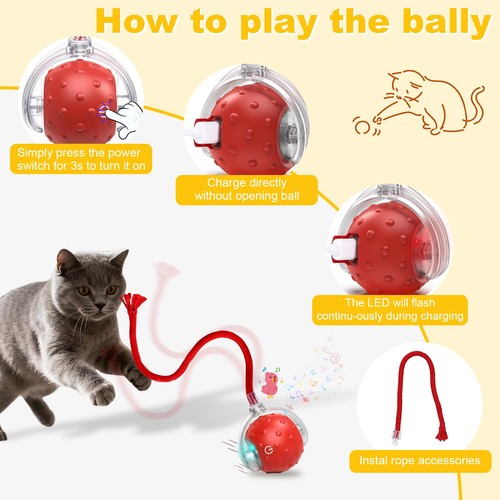 3-Pack Interactive Cat Toys Ball for indoor Cats＆Dog,Automatic Cat Toy with S... - Bild 8 von 8