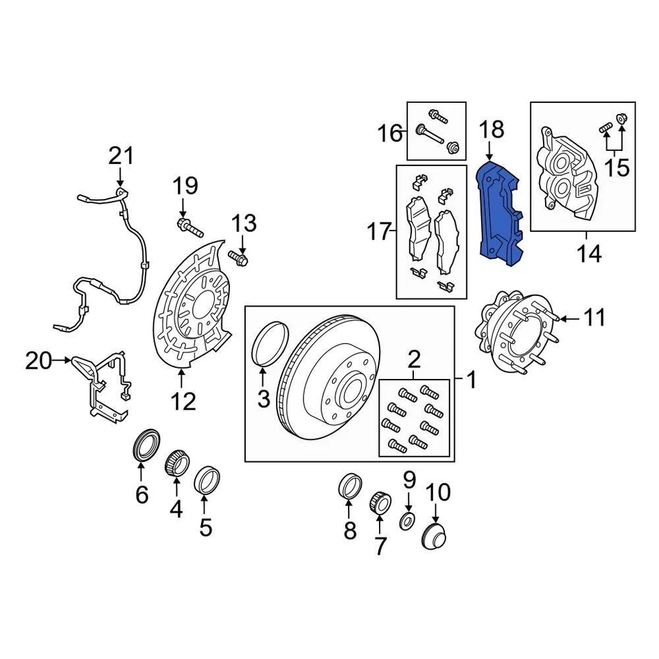 For Ford F-250 Super Duty 13-22 Ford HC3Z2B292B Front Disc Brake Caliper Bracket Foto 3 de 4