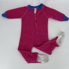 VTG 90s Gerber Toddler Blanket Sleeper 3T 30-34 lbs Pink w/Purple Cuffs - USA