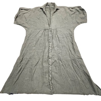 NEW Zara The Lovina Dress Green Linen Midi Shirt Dress XS