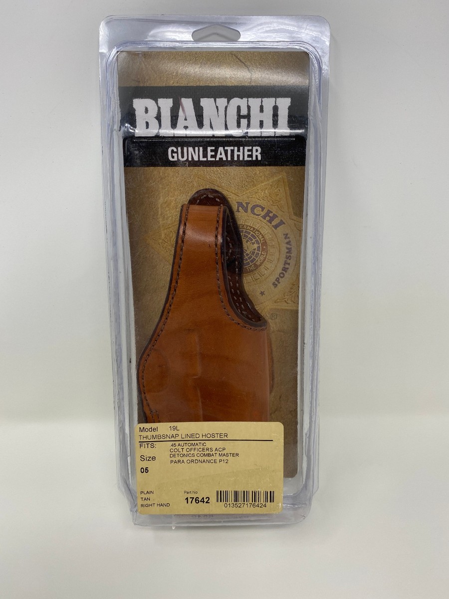 Bianchi 17642 Leather 19L Thumbsnap OWB Belt Slide Holster RH for