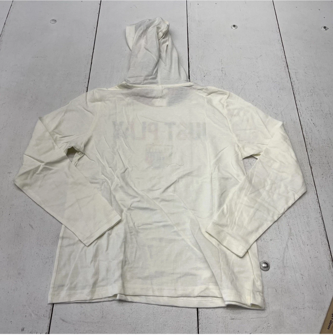 Felpa con cappuccio maglietta stampa "Just Play" Crate Off White taglia Youth Medium Plate Crate NUOVA