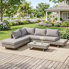 Produktbild - Polyrattan Gartenmöbel 3-tlg. Gartenlounge Sitzgruppe Garnitur Refurbished