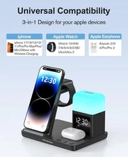 Wireless Charging Station-5 in 1 Wireless Charger Stand with Alarm Clock, 7 Nigh
