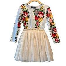 ROCK YOUR BABY Floral Dress Girls 5 5T Tulle Tutu Blue Flowers Rock Your Kid