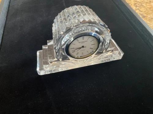 Vintage Ireland Waterford Crystal Mini Mantle Clock 4" Tall signed Ian Farrell