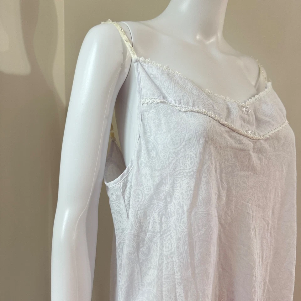 Vestido de Noche Eileen West Talla L Blanco Cachemira Algodón Correa Espagueti Delicado Femenino Foto 3 de 4