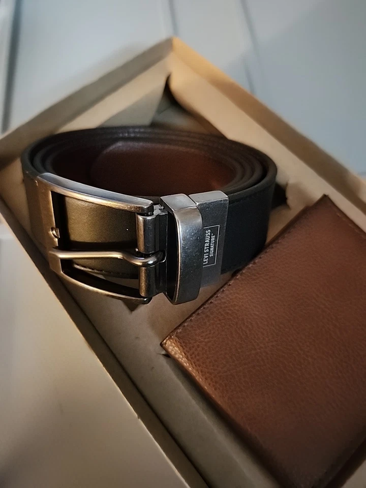   Levi Strauss подпись кожаный двусторонний ремень и бумажник черный/коричневый размер 42 - Изображение 3 из 4