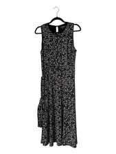 Lauren Ralph Lauren Dress Size 8 Black White Abstract Print Sleeveless Midi