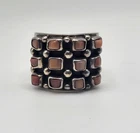 VINTAGE NAVAJO Light Brown CORAL STONE Panel STERLING SILVER 925 RING SIZE 8.5