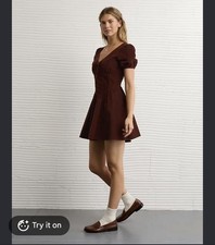 NWT American Eagle V-Neck Corduroy Mini Dress Brown Size XS