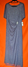 SLNY Fashions 14 Glitter Mesh Embellished Ruched Gown in a Gray NWT