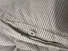 Pin Stripe Gray White Duvet Cover Size Full Textured 100 Stone Washed Cotton